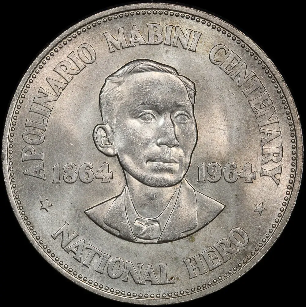 Philippines 1964 Silver 1 Peso KM#194 Uncirculated product image
