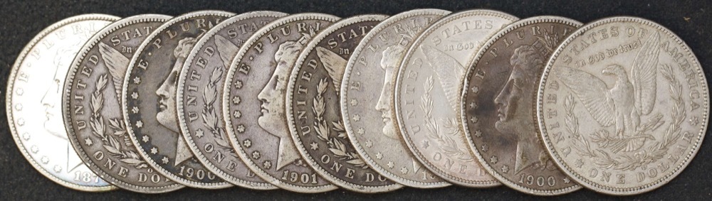 USA Bag of 10 Silver Morgan Dollar Coins Circulated product image