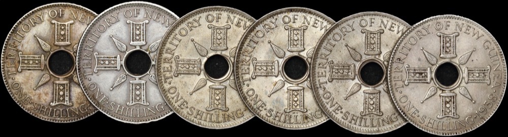 Bulk Lot of 50 Papua New Guinea Silver Shillings 1935 - 1945 Circulated product image