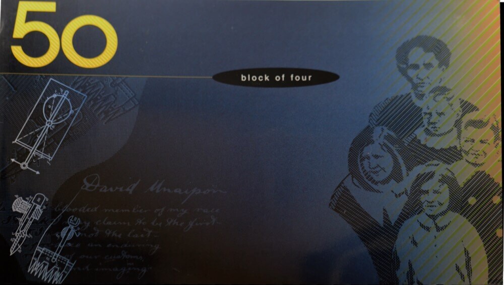1999 Fifty Dollars Uncut Block of Four Deluxe Black Serials product image