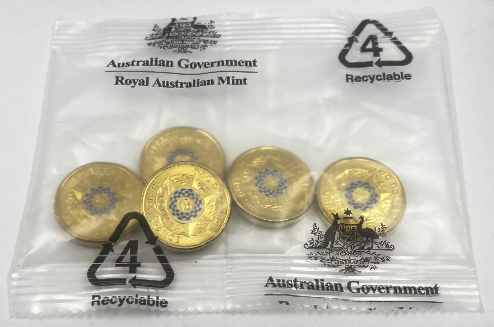 2019 Coloured 2 Dollar Mint Bag of 5 Coins Police Remembrance Day product image