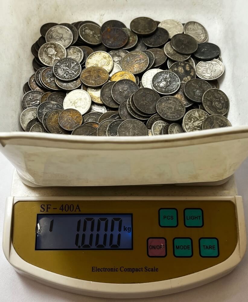 Philippines 1 Kilo Bulk Silver Coins 1907 - 1945 Circulated Condition product image