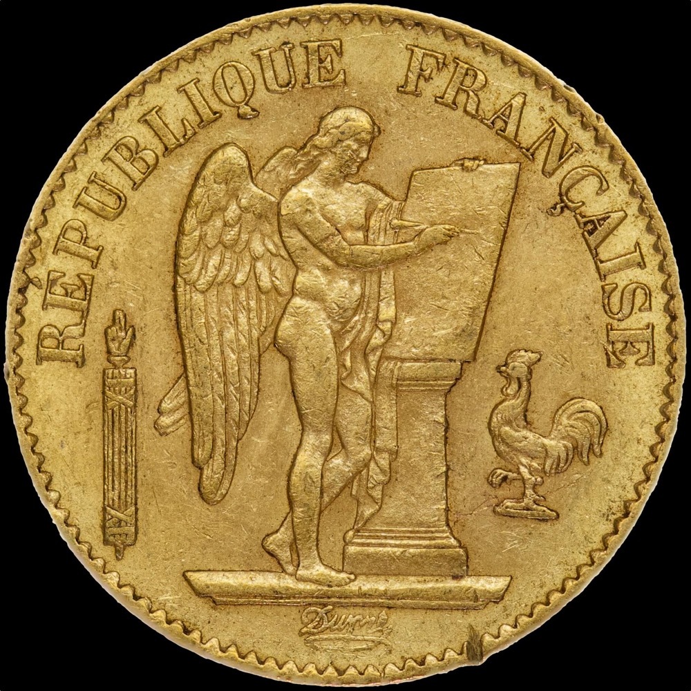France 1876-A Gold 20 Francs Angel KM#825 Extremely Fine product image