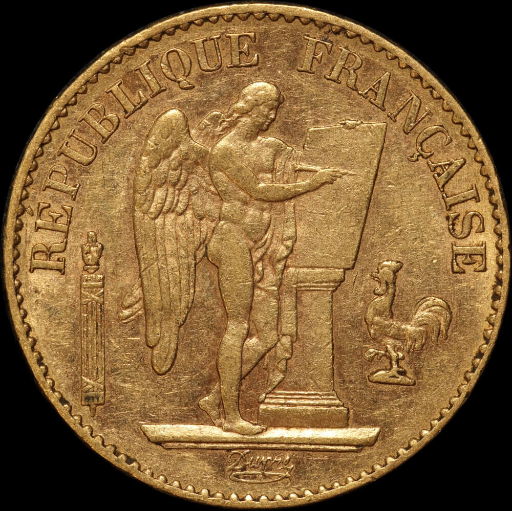 France 1878-A Gold 20 Francs Angel KM#825 about EF product image