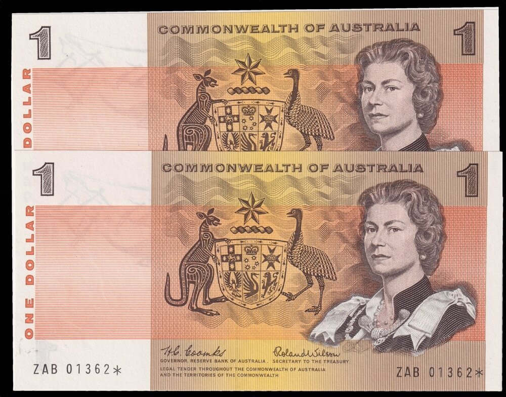 1966 $1 Star Note Consecutive Pair Coombs/Wilson R71S good EF product image
