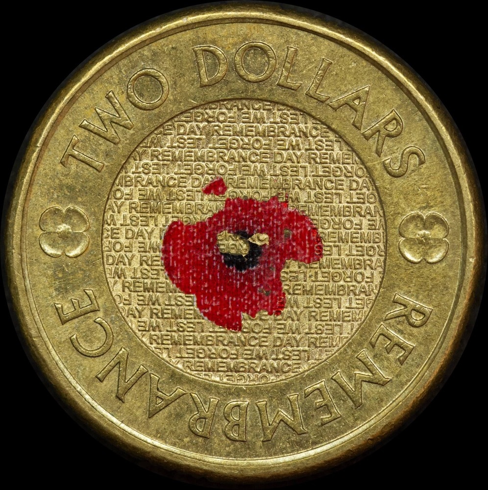 2012 Coloured 2 Dollar Coin Red Poppy Very Fine product image