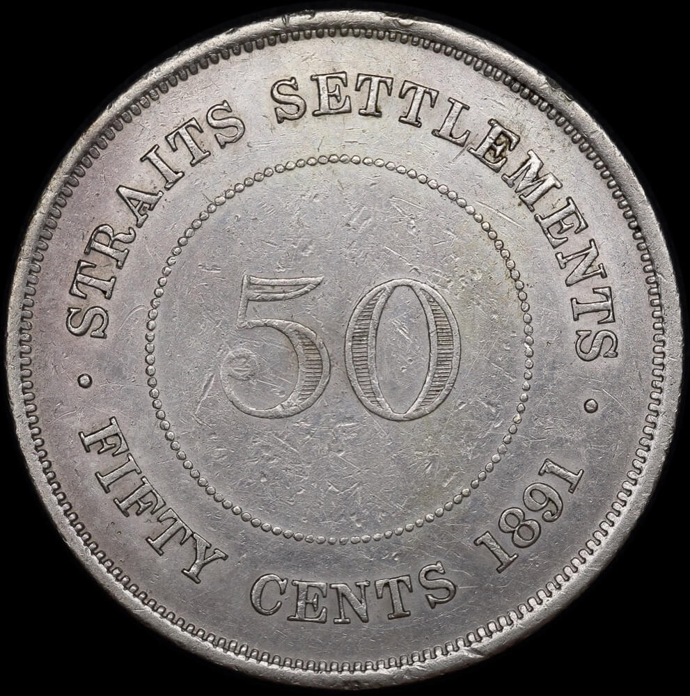 Straits Settlements 1891 Silver 50 Cents Extremely Fine product image