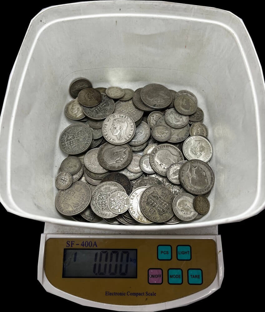 1kg Kilo Bag of Mixed Post 1920 (50% Pure) British Silver Coins product image