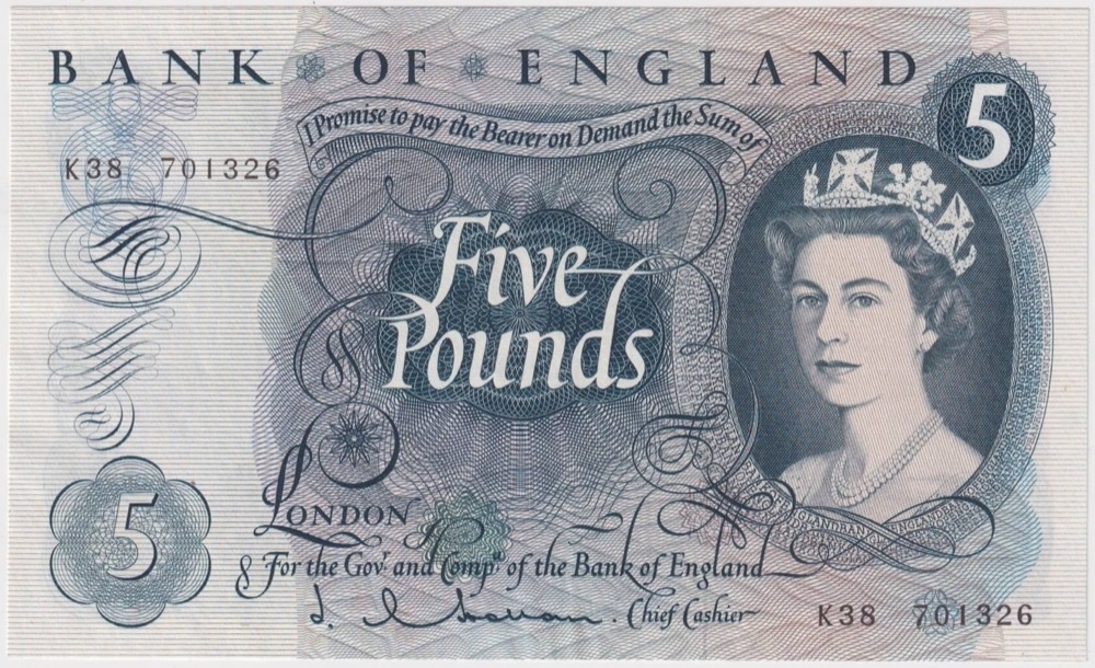 Great Britain 1963-1966 5 Pounds P# 375a Uncirculated product image