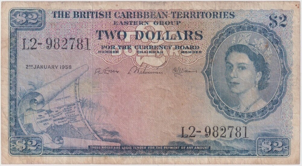 British Caribbean Territories (Eastern Group) 1958 2 Dollars P# 8b Fine product image