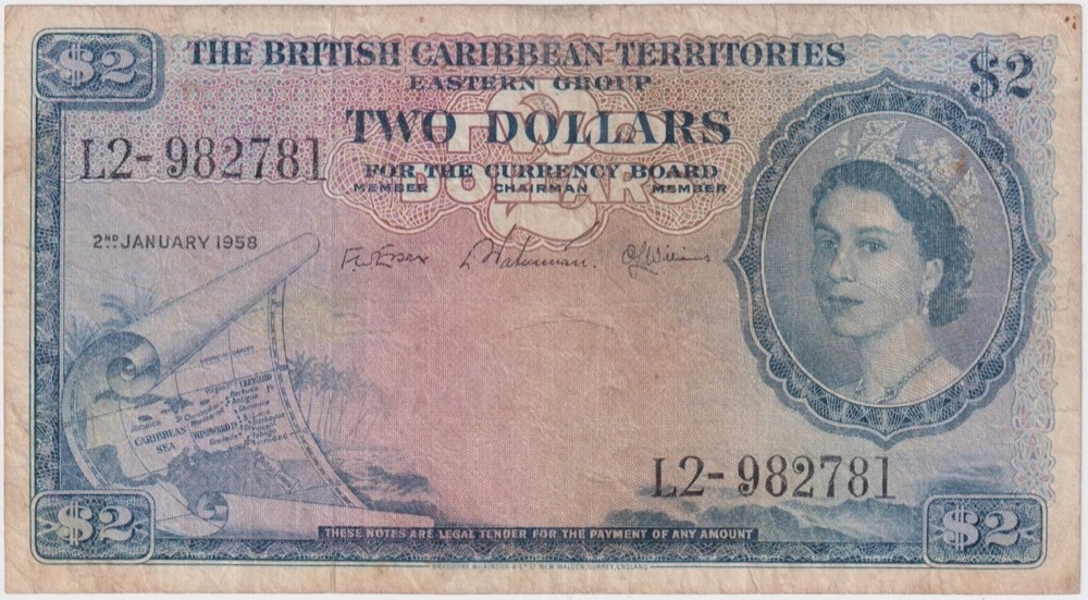 British Caribbean Territories (Eastern Group) 1958 2 Dollars P# 8b Fine product image