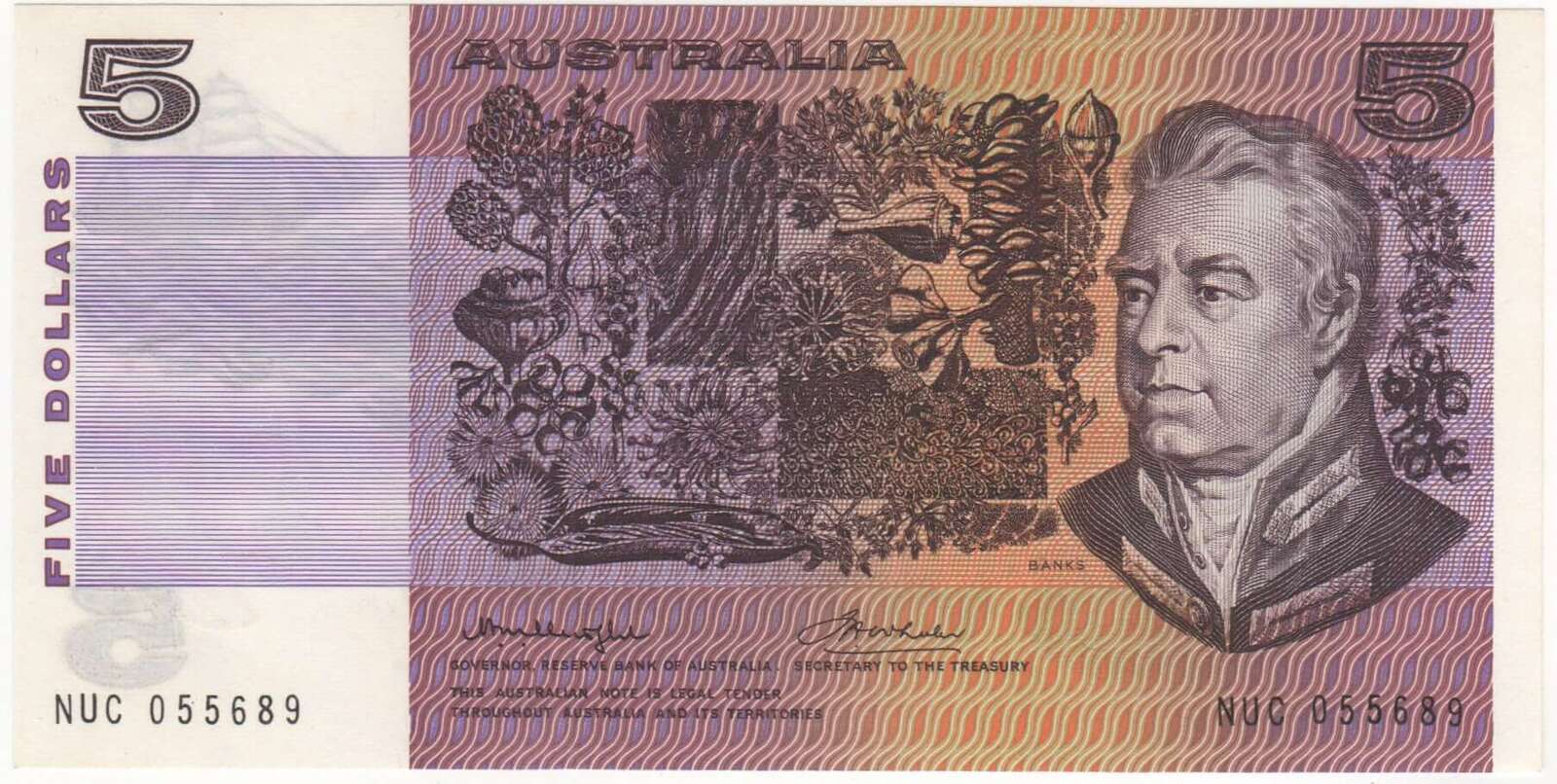 1976 $5 Note Gothic Serials Side Thread Knight/Wheeler R206B Uncirculated product image
