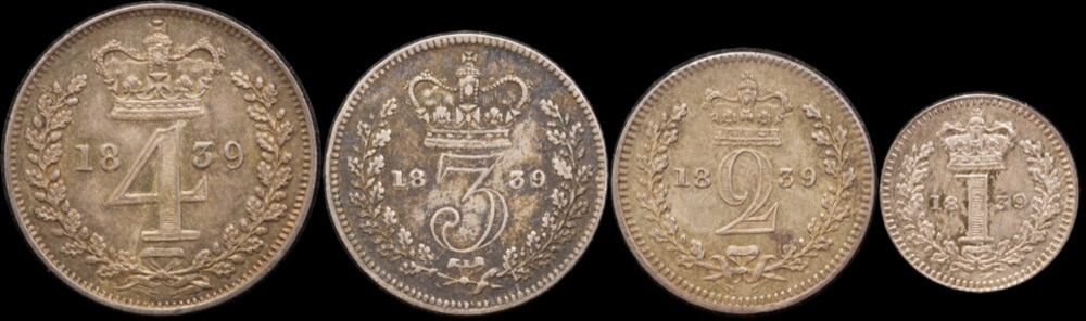1839 Silver Maundy Coin Set Victoria S#3916  product image