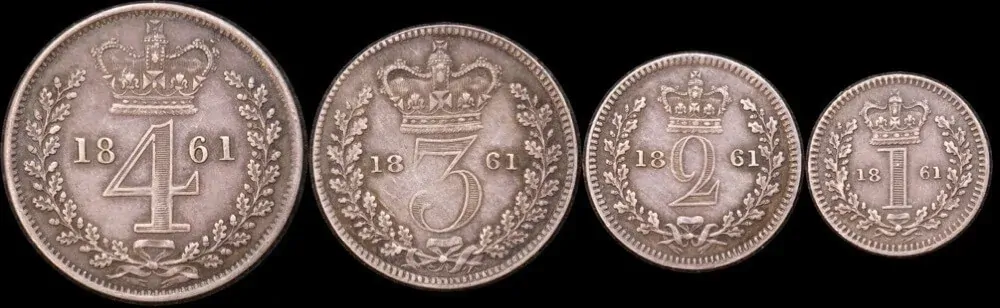 1861 Silver Maundy Coin Set Victoria S#3916  product image