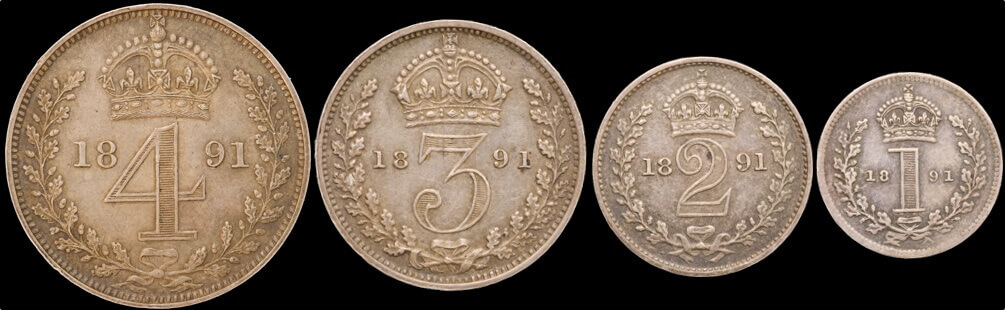 1891 Silver Maundy Coin Set Victoria S#3932  product image