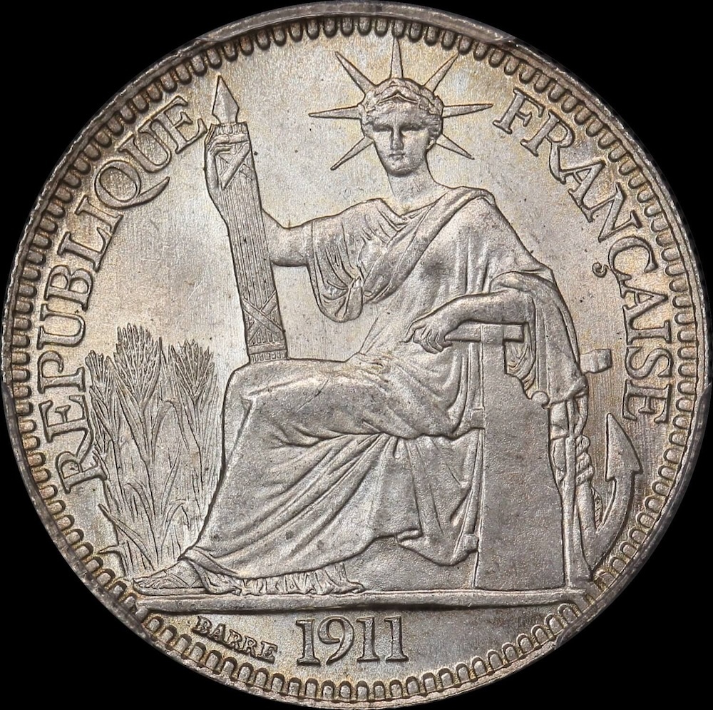 French Indo China 1911-A Silver 10 Cents Lec #150 PCGS MS64 product image