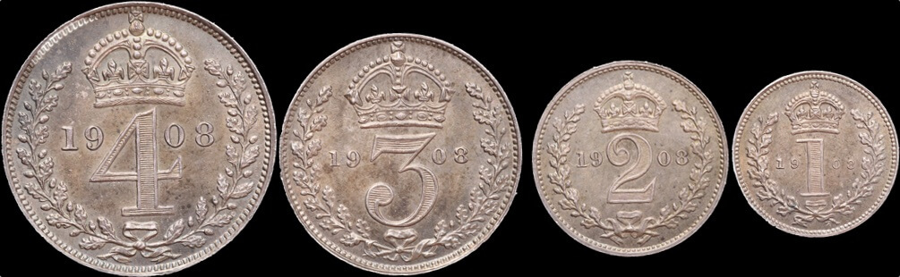 1908 Silver Maundy Coin Set Edward VII S#3985  product image