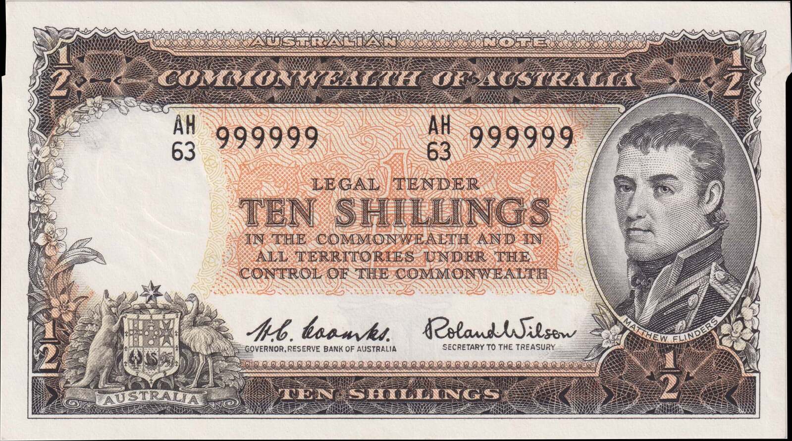 1961 Ten Shilling Coombs/Wilson R17 Solid Serial Uncirculated product image