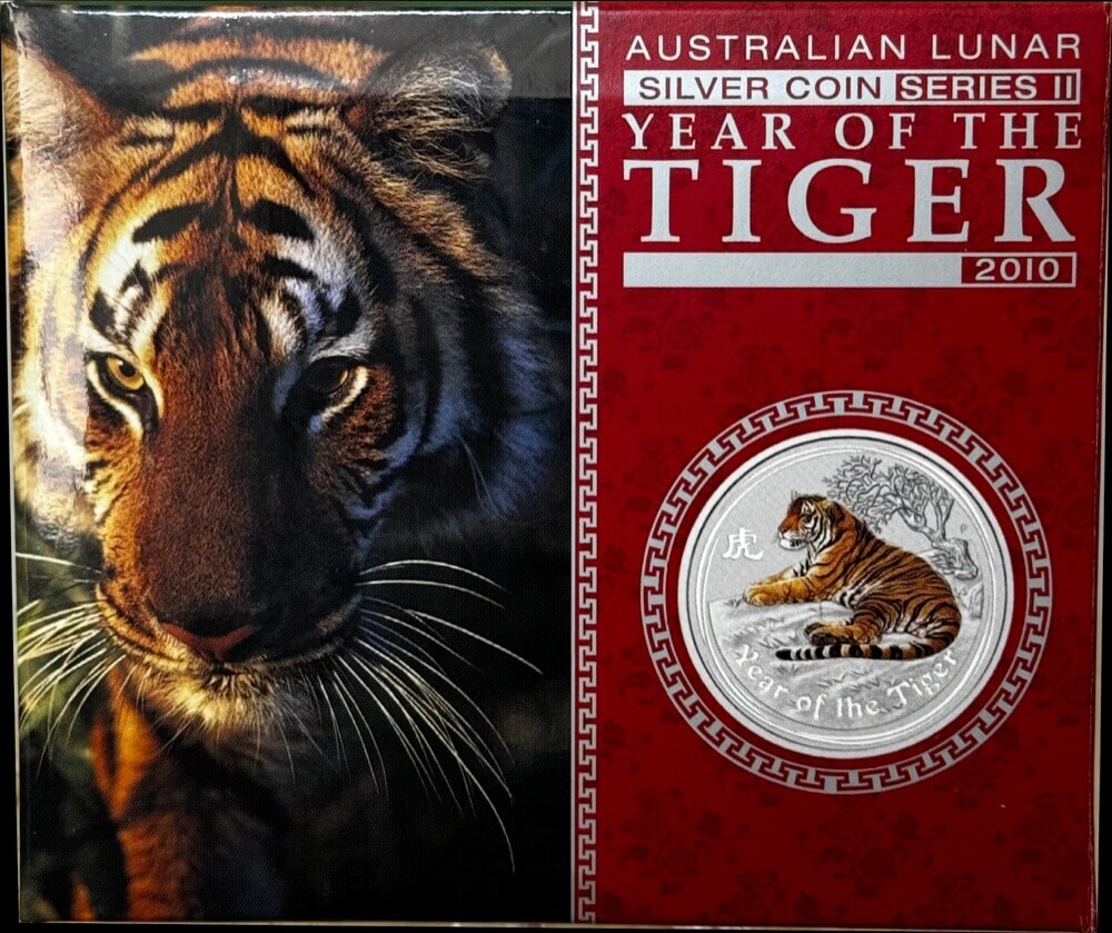 2010 Silver 1oz Coloured Coin Lunar Year of the Tiger product image