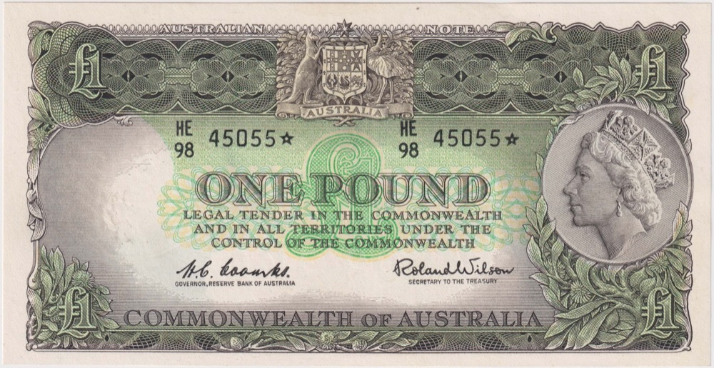 1961 One Pound Star Replacement Note Coombs/Wilson R34aS about Unc product image
