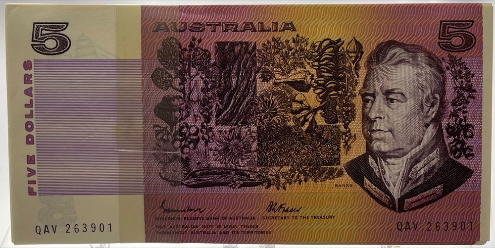 1985 $5 Note Bundle Gothic Side Johnston/Fraser R209b Uncirculated product image