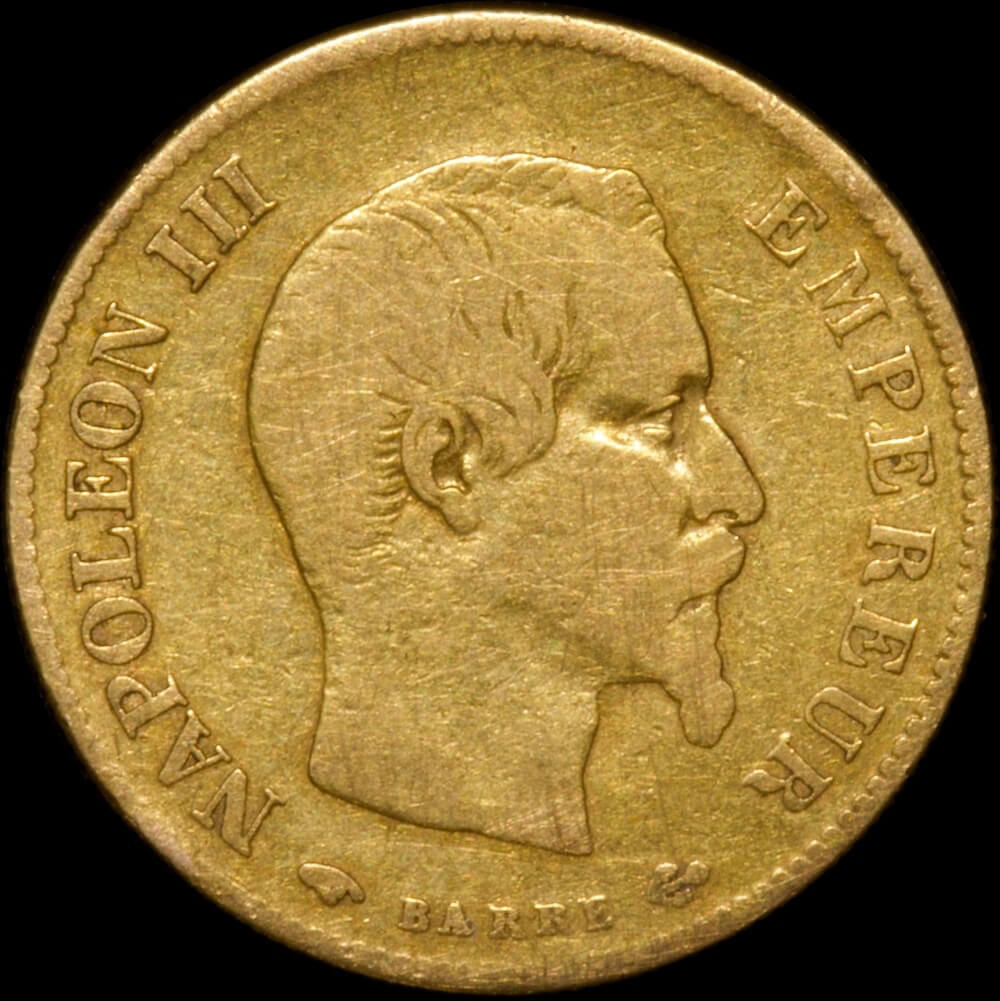 France 1860-A Gold 10 Francs KM#784.2 good Fine product image