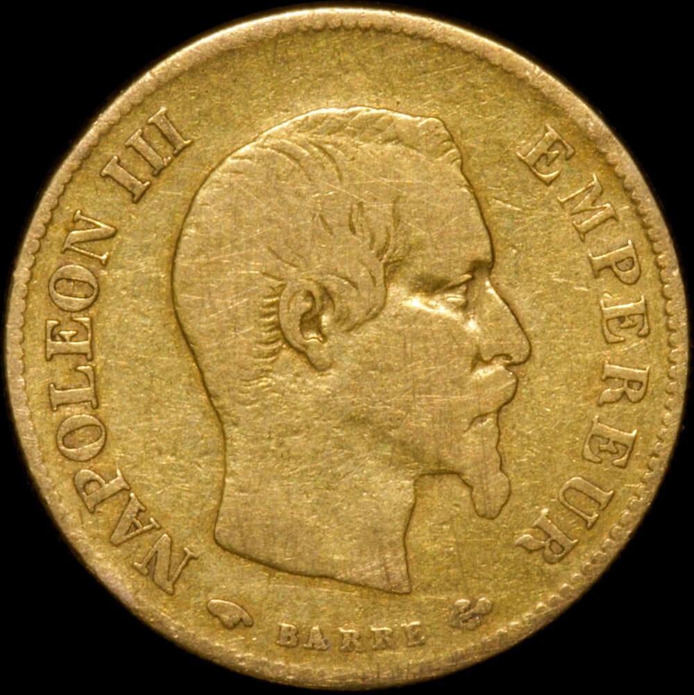 France 1860-A Gold 10 Francs KM#784.2 good Fine product image