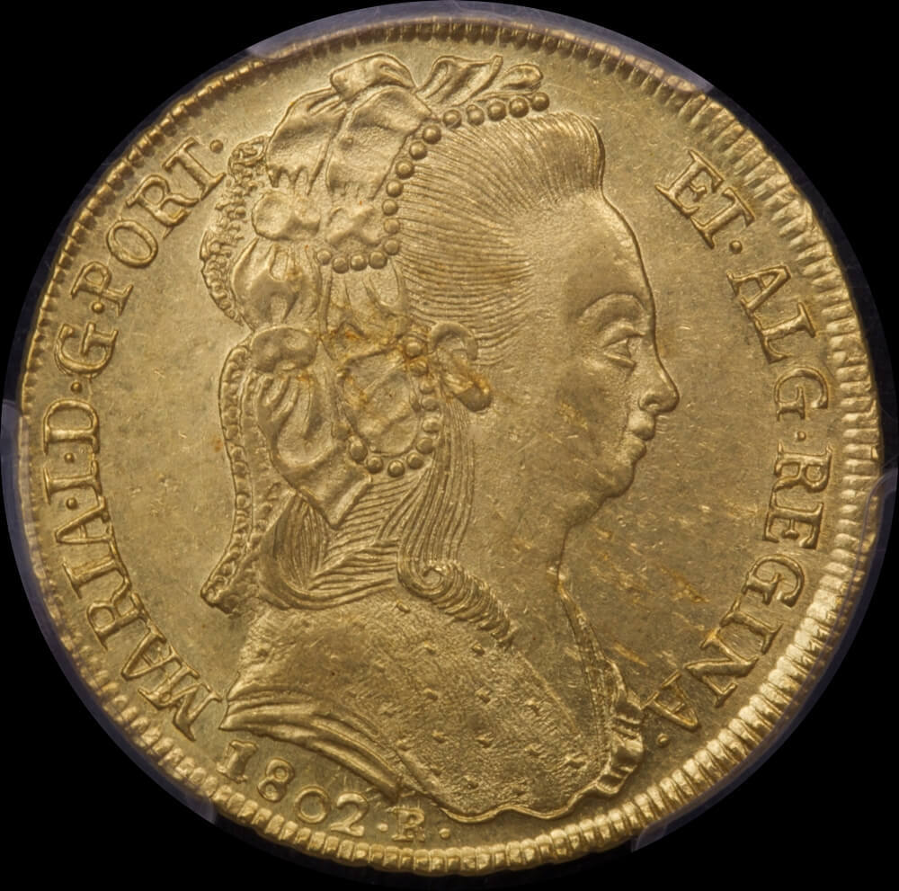 Brazil (Rio) Gold 6,400 Reis 1802-R KM#226.1 PCGS AU58 product image