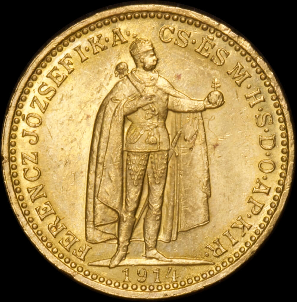 Hungary 1914 Gold 20 Koronas KM#86 Uncirculated product image