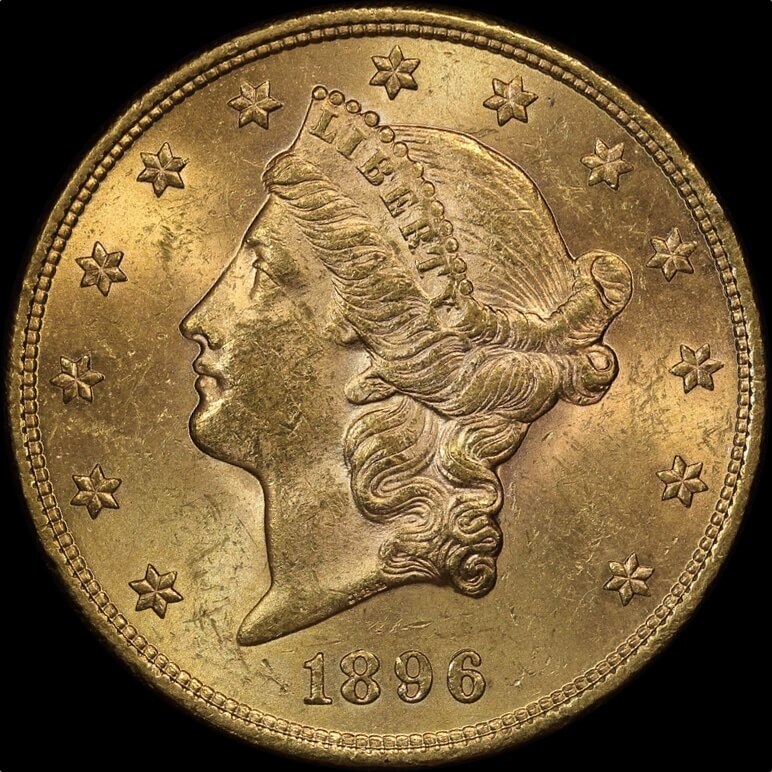 United States 1896 Gold Twenty Dollar Double Eagle KM# 74.3 Uncirculated product image