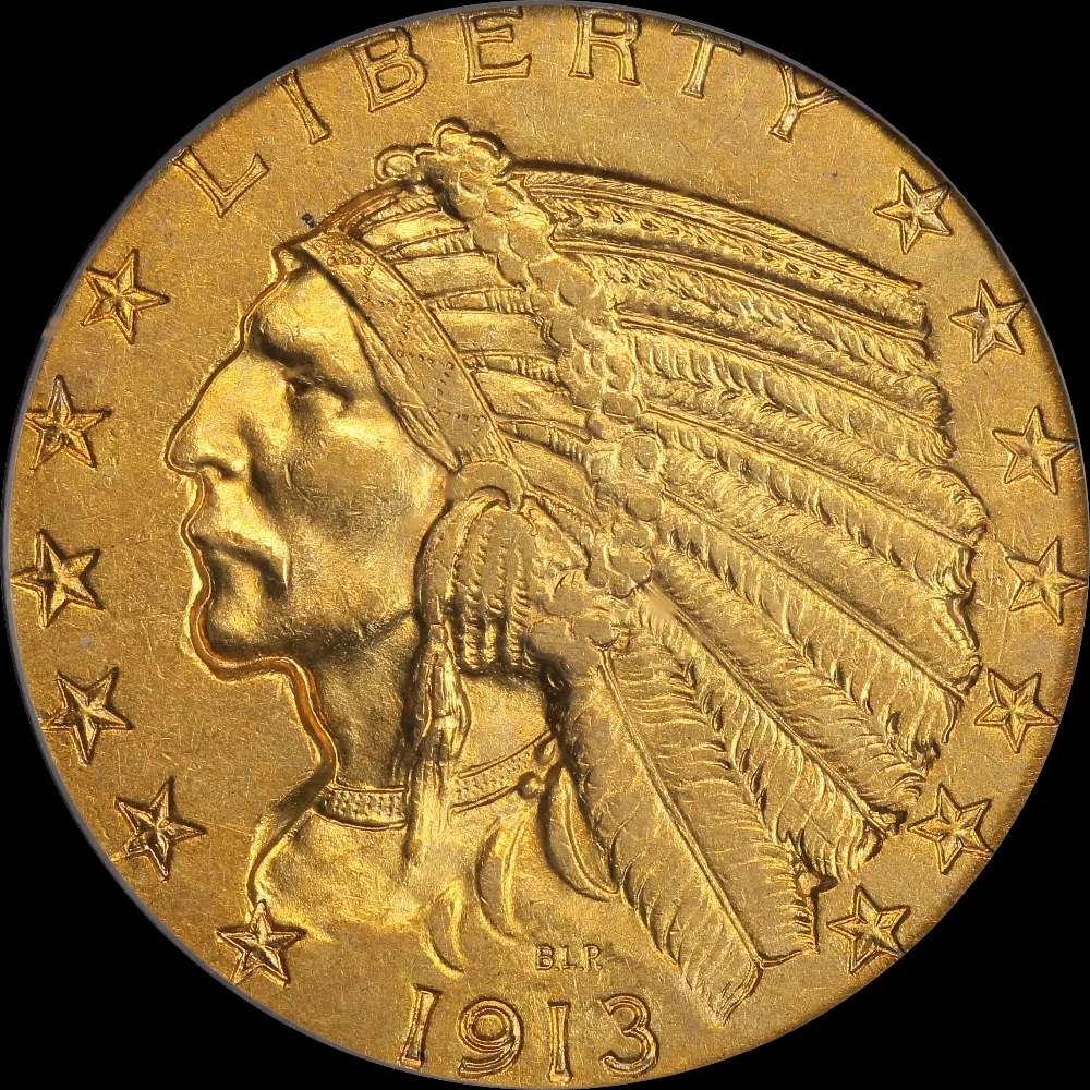 United States 1913 Gold 5 Dollar Indian Head Half Eagle PCGS AU55 product image