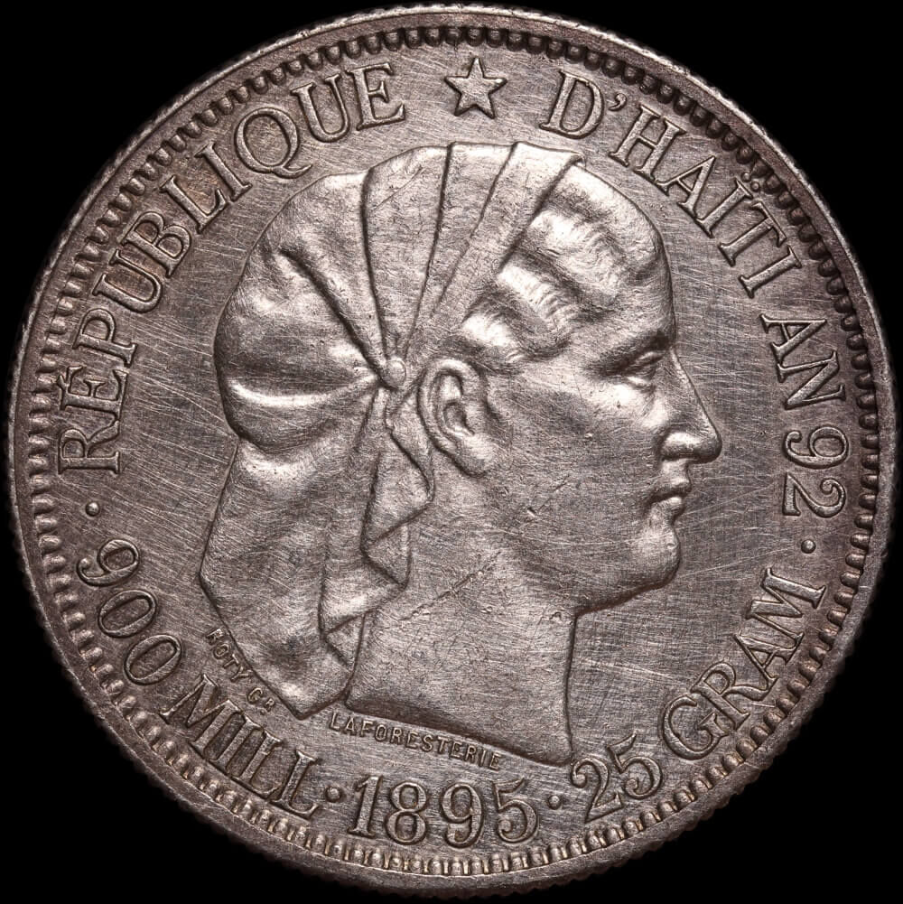 Haiti 1895 Silver 1 Gourde KM# 46 good EF product image