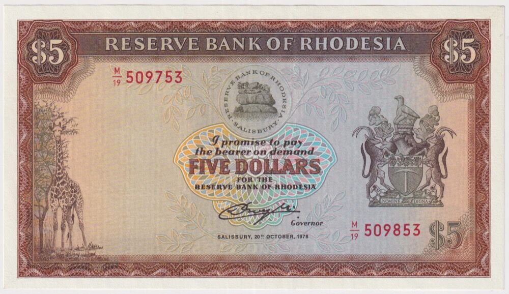 Rhodesia 1978 5 dollars P#32 Uncirculated product image