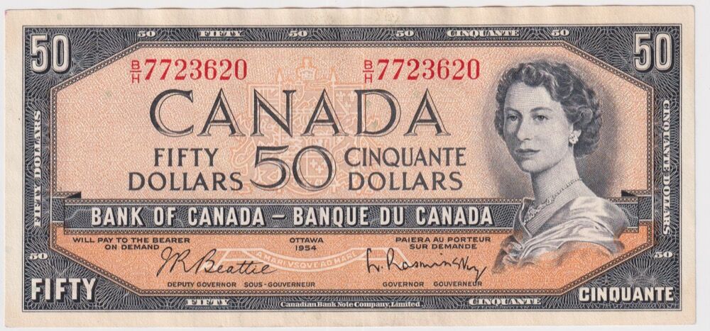 Canada 50 Dollars 1954 P# 81b Beattie/Rasminsky good EF product image