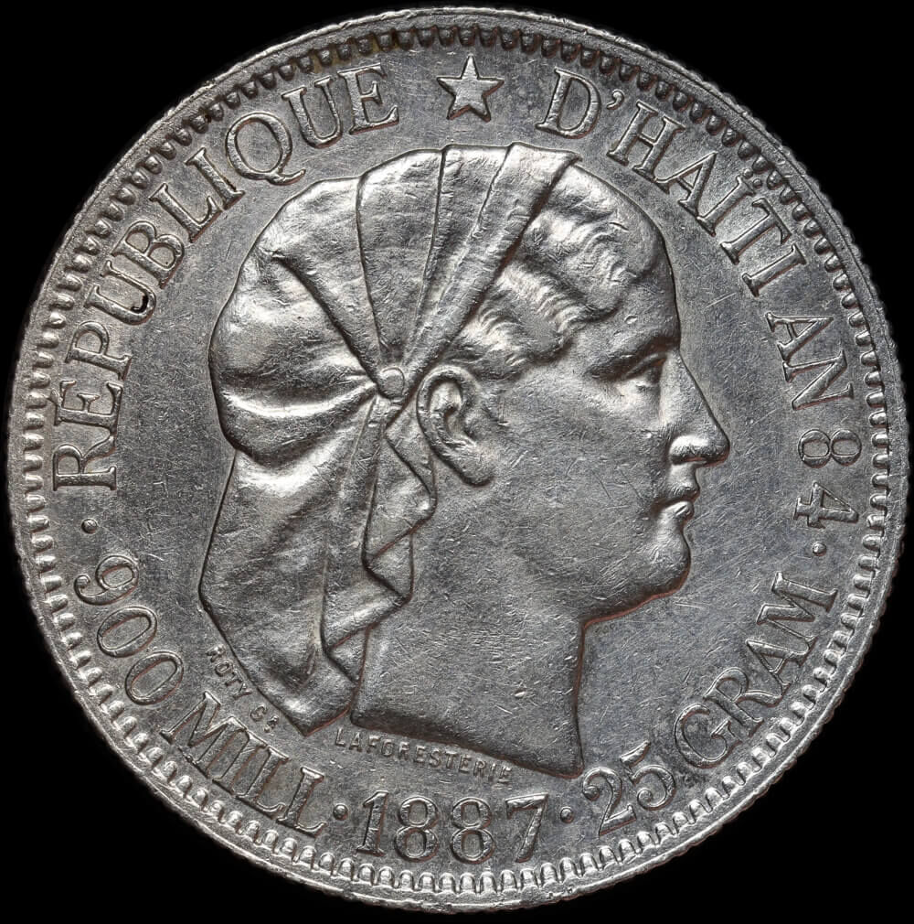 Haiti 1887 Silver 1 Gourde KM#46 good EF product image