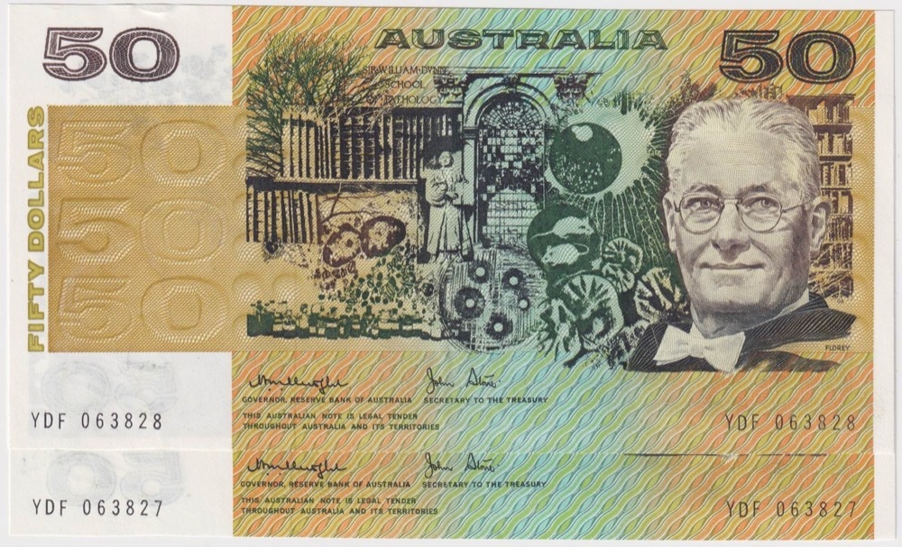 1983 $50 Note Johnston/Stone R508 Consecutive Pair about Uncirculated product image
