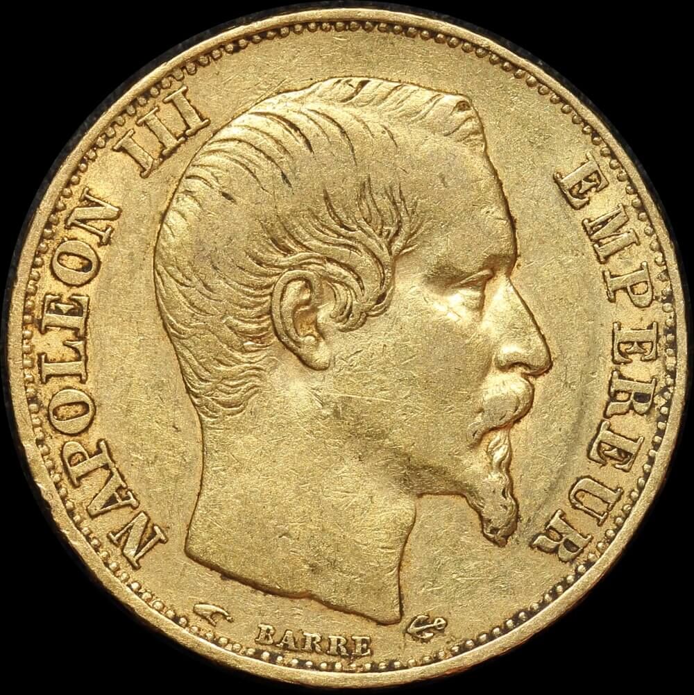 France 1857-A Gold 20 Franc Napoleon KM#781.1 Extremely Fine product image