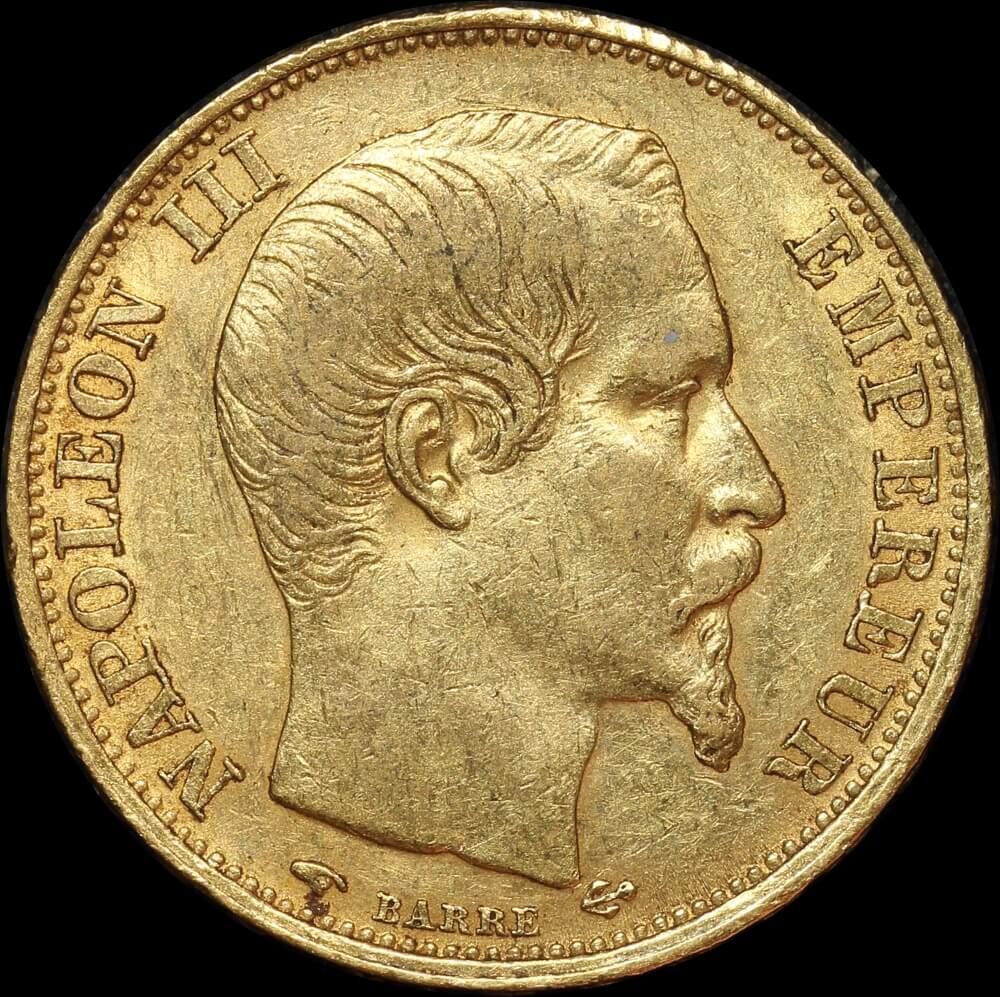 France 1859-A Gold 20 Franc Napoleon KM#781.1 Extremely Fine product image