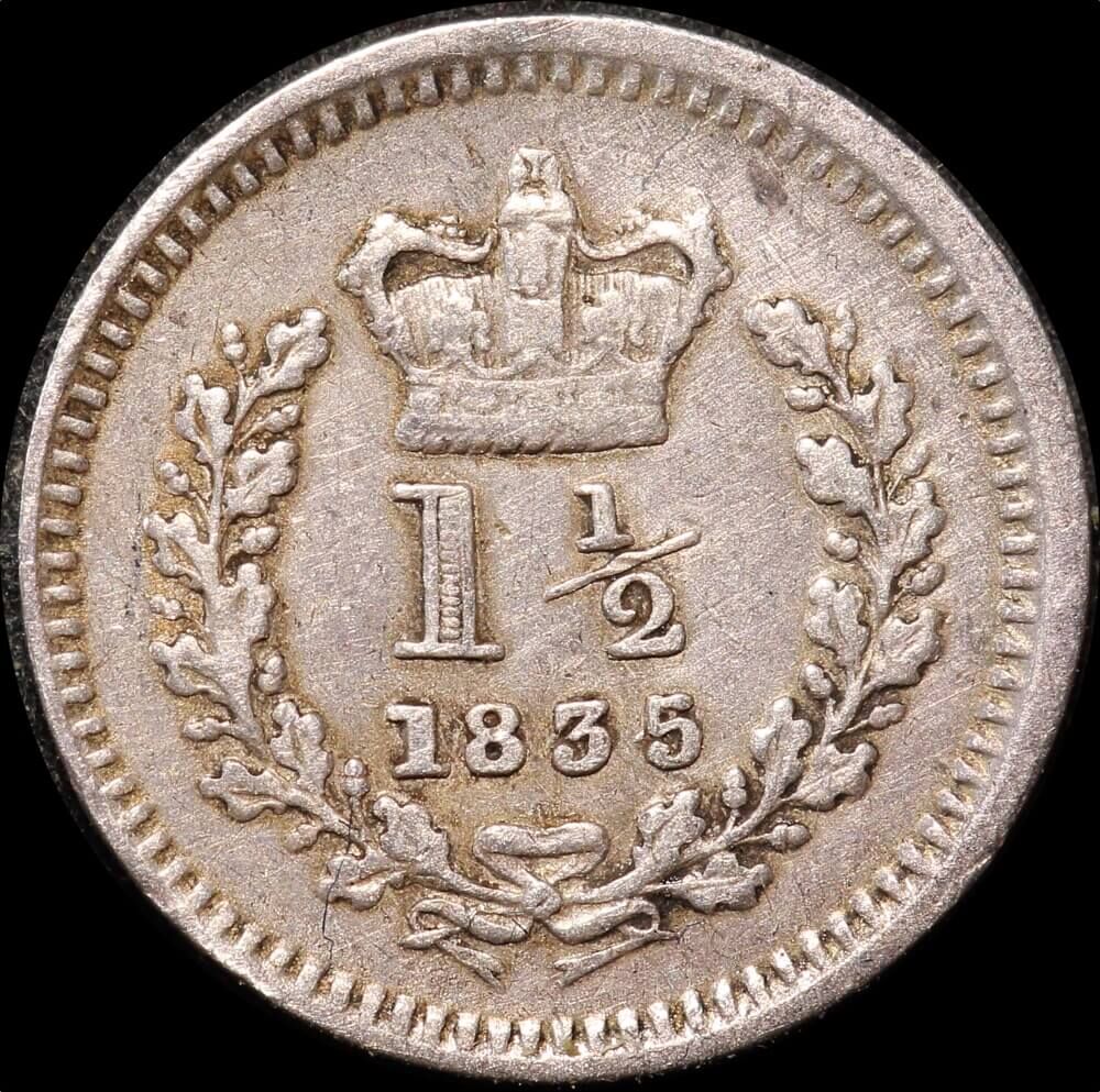 1835 Silver 1 1/2 Pence William IV S#3839 Extremely Fine product image