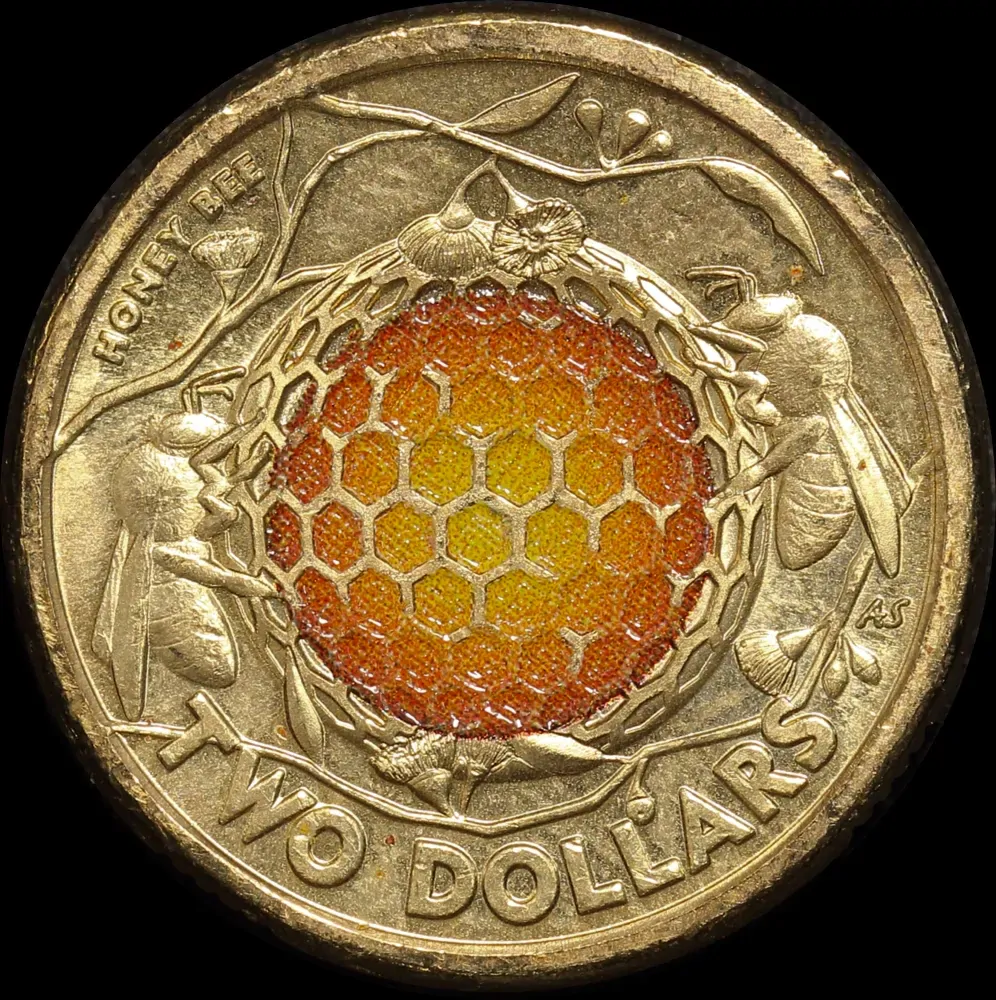 2022 Coloured 2 Dollar Coin Honeybee Choice Unc product image