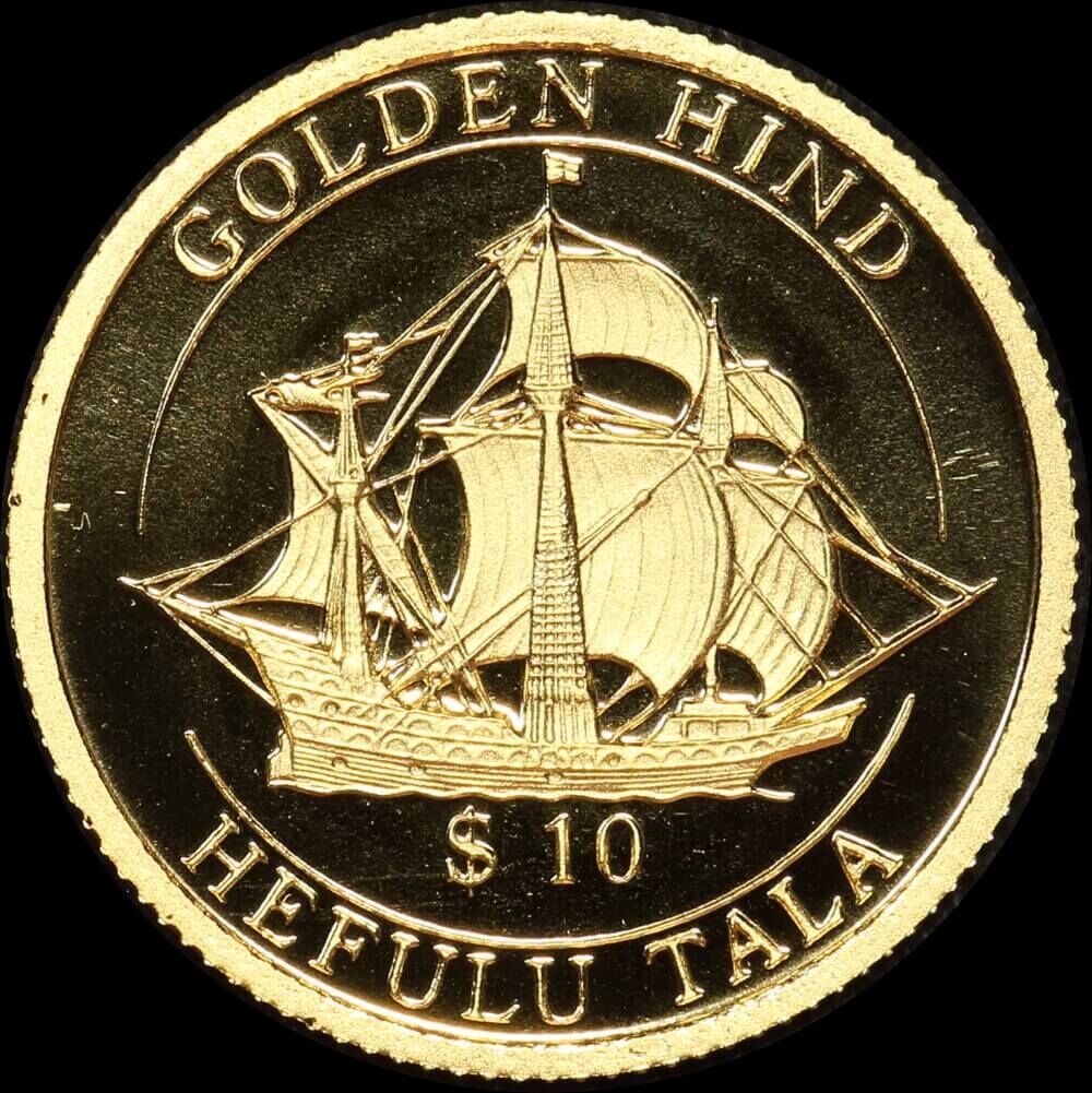 Tokelau 1997 Gold Proof 10 Tala KM# 31 - Golden Hind product image