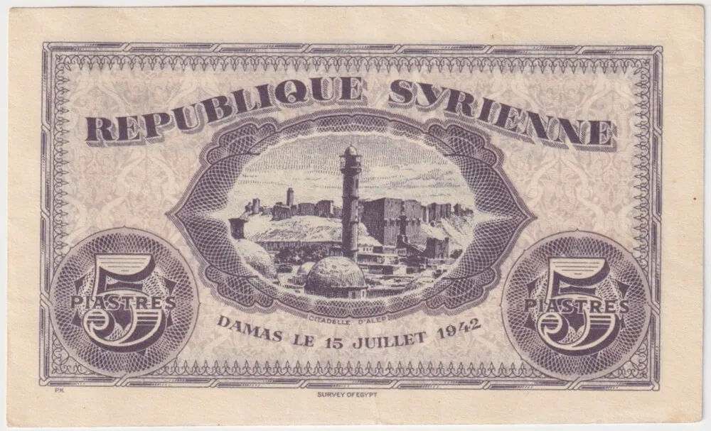 Syria 1942 5 Piastres P# 34 Extremely Fine product image