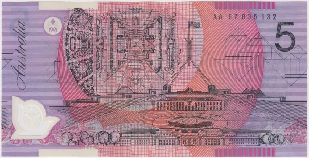 1997 $5 Note AA97 Black Serials MacFarlane/Evans ex NPA Folder product image