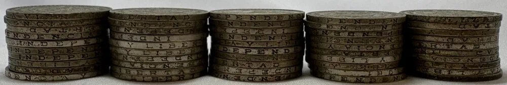 Mexico 1957 - 1967 Bulk Lot of 50 Silver Peso Coins KM#459 Circulated Condition product image