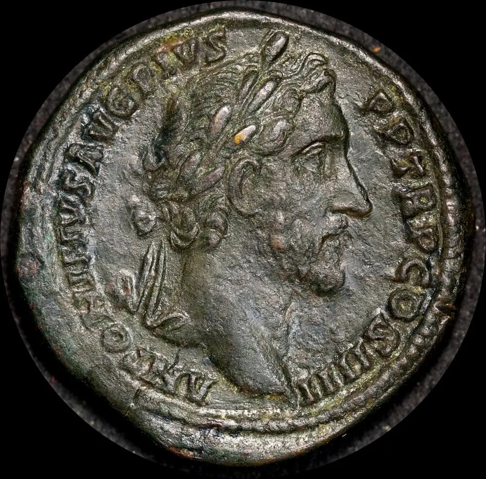 Ancient Rome (Imperial) 144 AD Antoninus Pius Bronze Sestertius RIC III 635a good VF product image