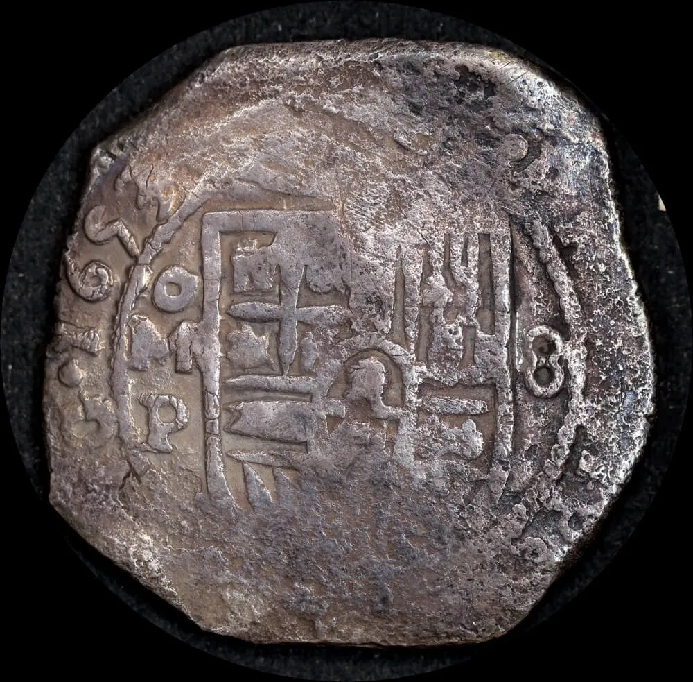 Mexico 1653 Silver Eight Reales KM#45 Ex Gilt Dragon Shipwreck Very Fine product image