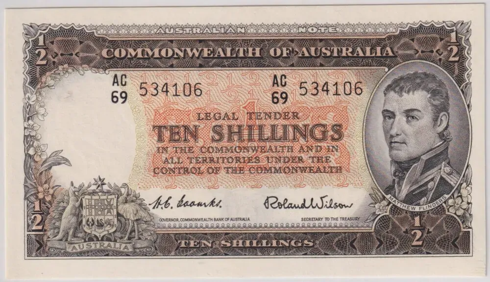 1954 Ten Shilling Coombs/Wilson R16 PMG Choice Unc 64 product image