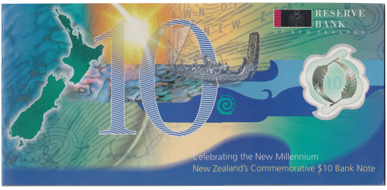New Zealand 2000 10 Dollar Folder P# 190a Uncirculated product image