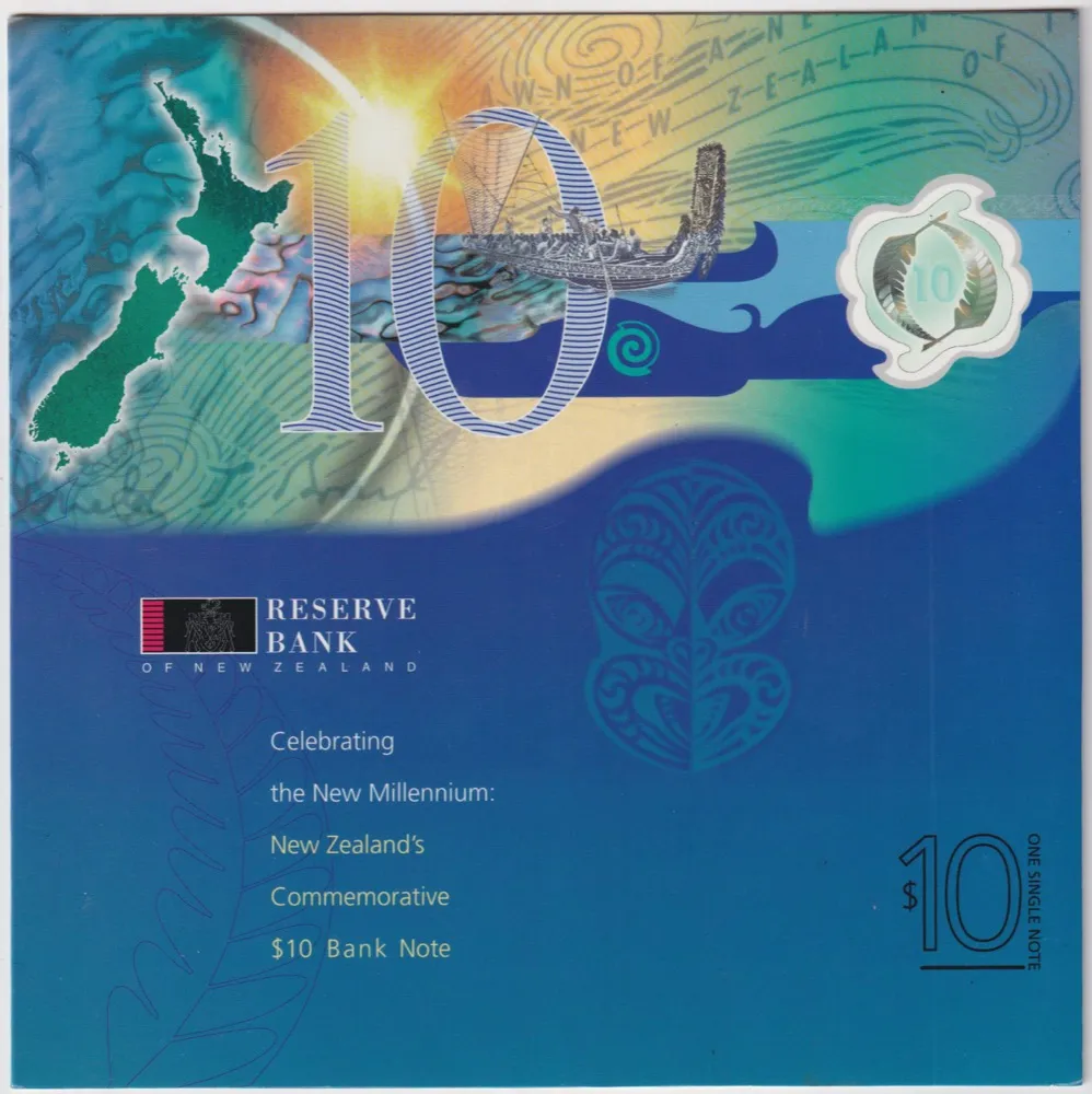 New Zealand 2000 10 Dollar Presentation Folder P# 190a Uncirculated product image