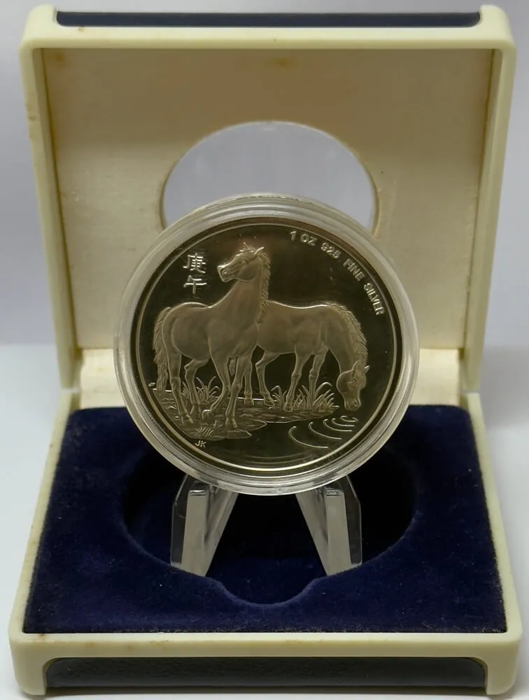 Singapore 1990 Silver 1oz Proof Bullion Piece Lunar Horse product image